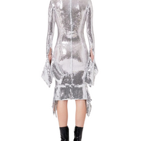 Sequin Embellished Midi Dress Silver