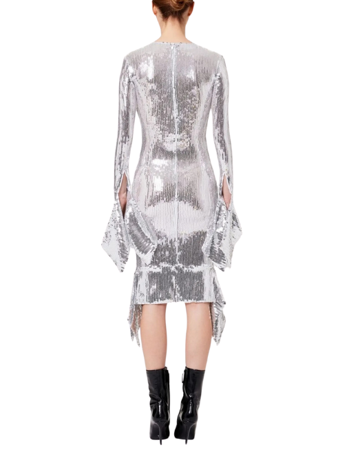 Sequin Embellished Midi Dress Silver