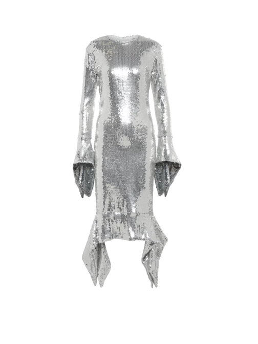 Sequin Embellished Midi Dress Silver