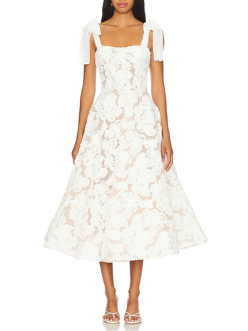 Sabrina White Midi Dress White