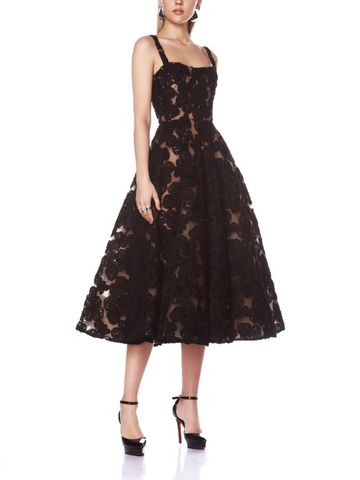 Sabrina Noir Midi Dress Black