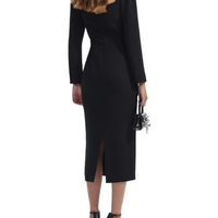 Black Diamante Bow Midi Dress Black