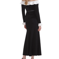 Black Chenille Knit Off Shoulder Midi Dress Black