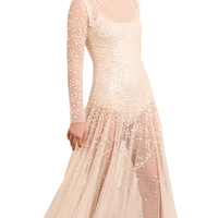 Leila Dot Sheer Ankle Gown Cream