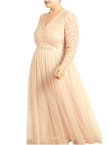 Tempest Bodice V-Neck Ankle Gown