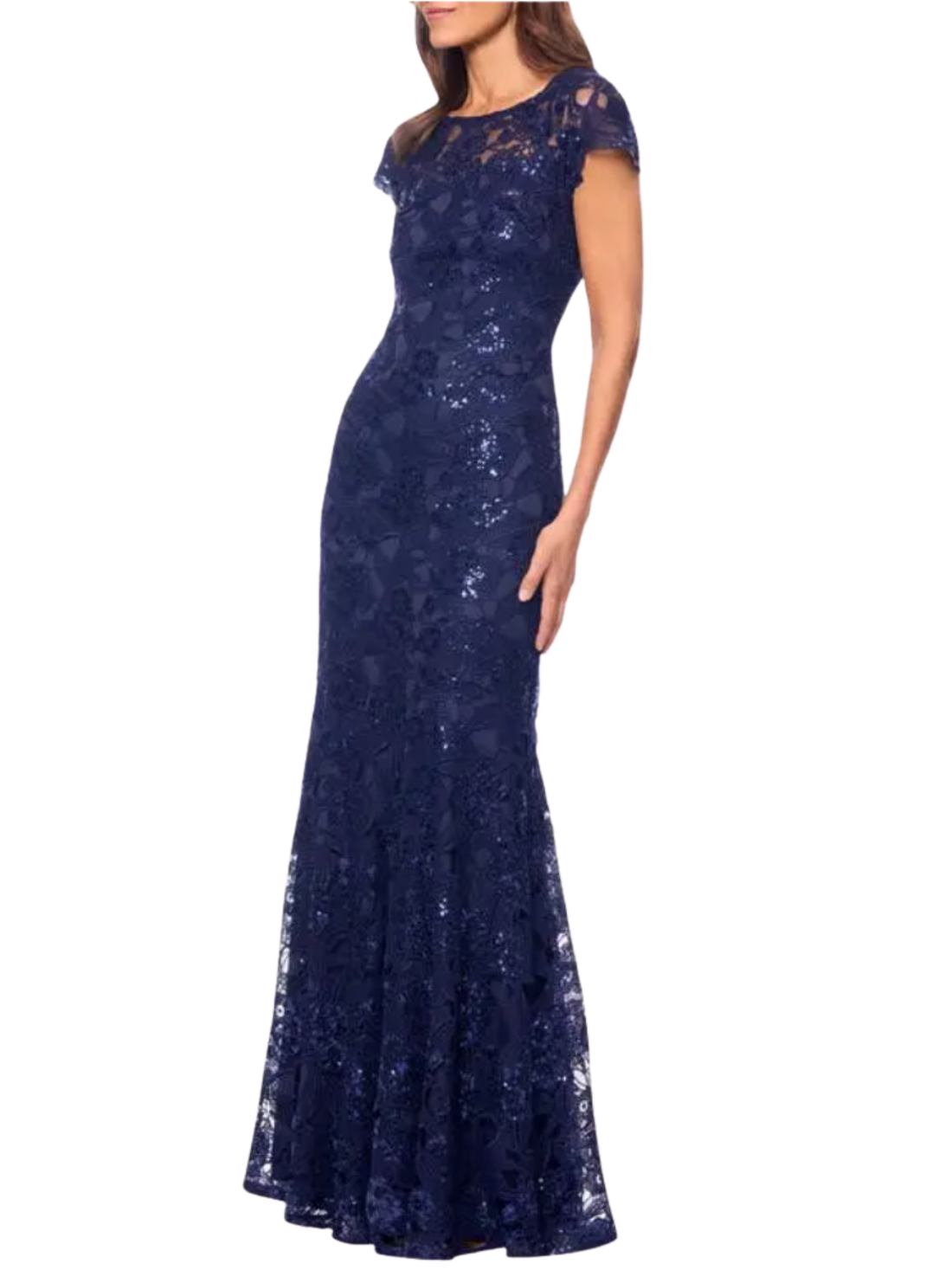 Evenings Sequin Lace Overlay Gown