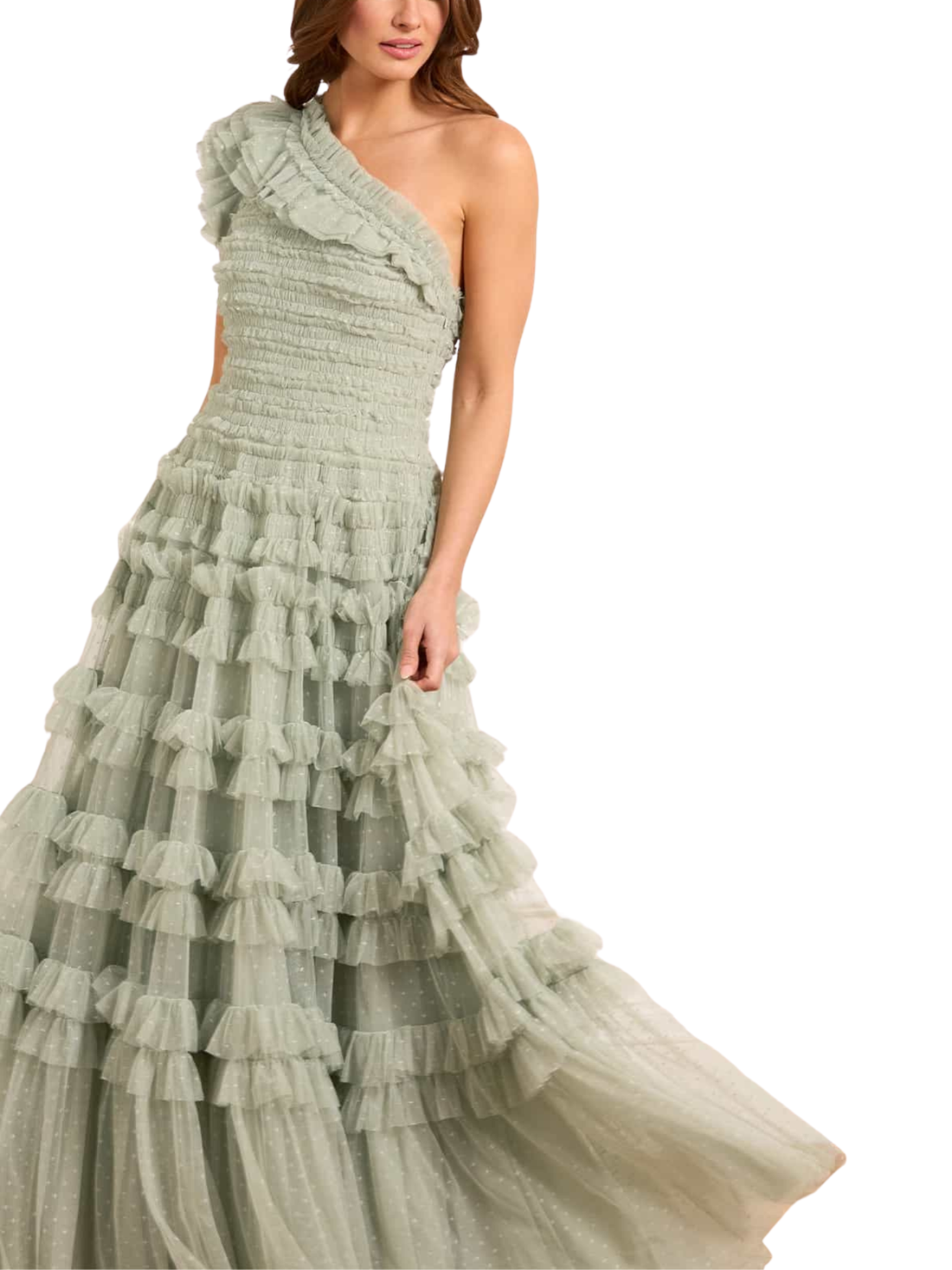 Listette Ruffle One Shoulder Gown