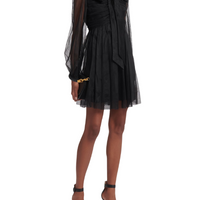 Bow Tulle Mini Dress Black
