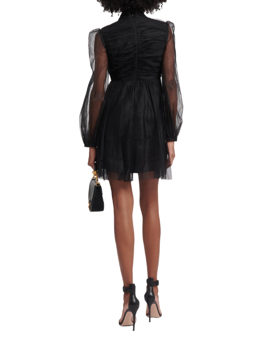 Bow Tulle Mini Dress Black