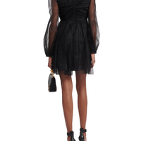 Bow Tulle Mini Dress Black