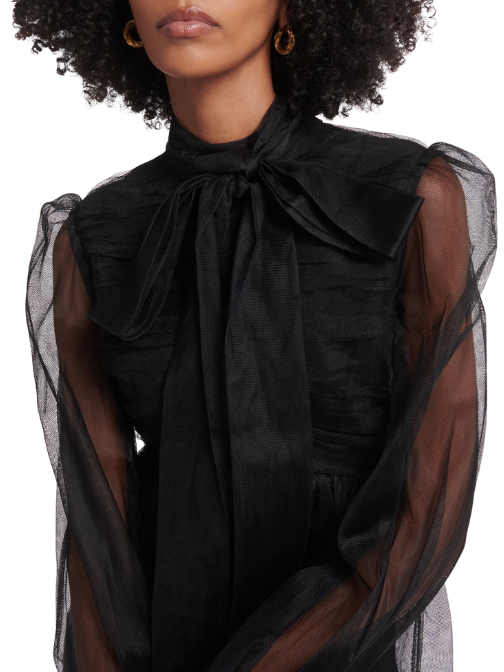 Bow Tulle Mini Dress Black
