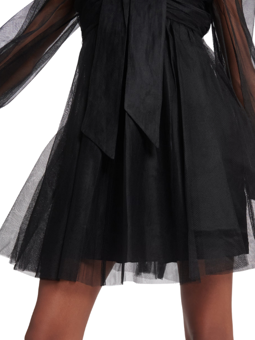 Bow Tulle Mini Dress Black
