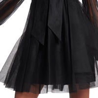 Bow Tulle Mini Dress Black