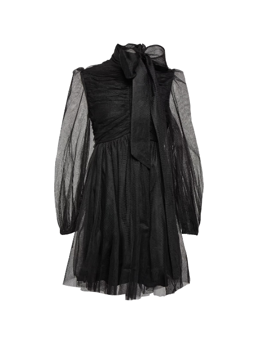 Bow Tulle Mini Dress Black