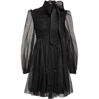 Bow Tulle Mini Dress Black