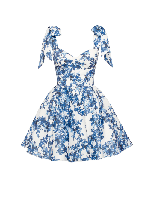 Marvelous Blue Hydrangea Mini Dress Blue