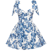 Marvelous Blue Hydrangea Mini Dress Blue