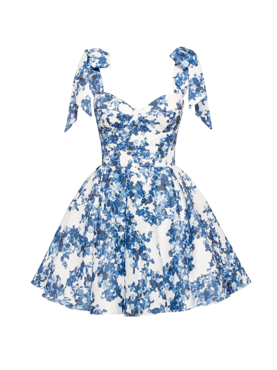 Marvelous Blue Hydrangea Mini Dress Blue