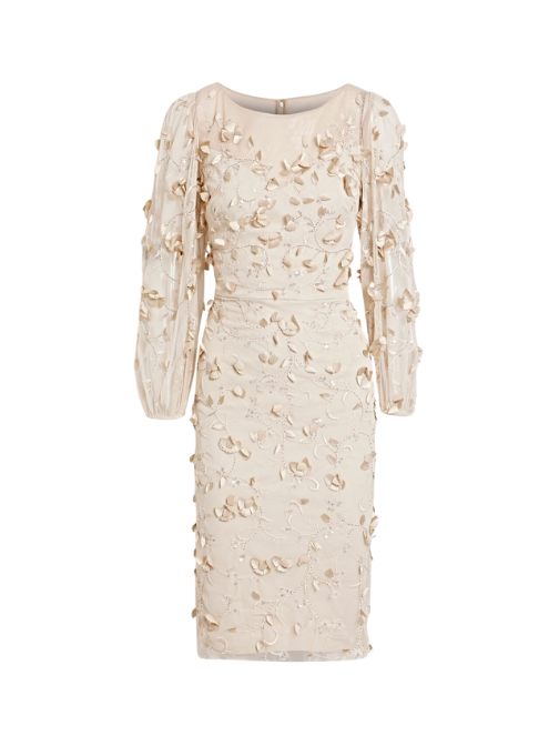 Jessa floral-appliquéd embroidered mesh dress Cream