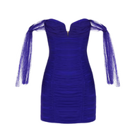 Good Vibes Off Shoulder Mini Dress Blue