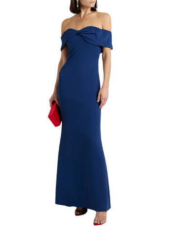Off-The-Shoulder Twisted Cady Gown