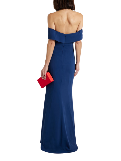 Off-The-Shoulder Twisted Cady Gown