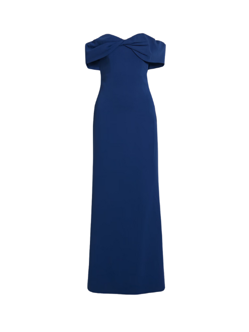 Off-The-Shoulder Twisted Cady Gown