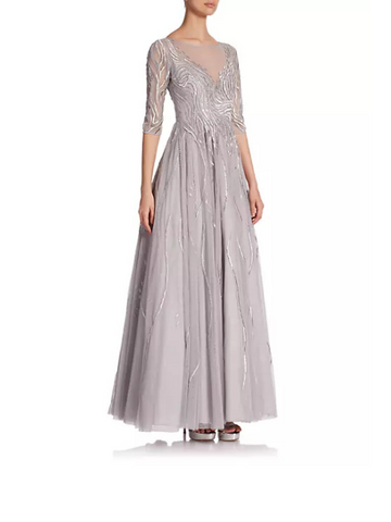 Embroidered Illusion Gown