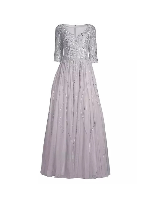 Embroidered Illusion Gown