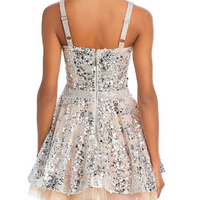 Midnight Silver Mini Dress Silver