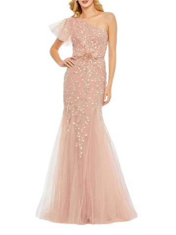 Embellished One Shoulder Mermaid Gown
