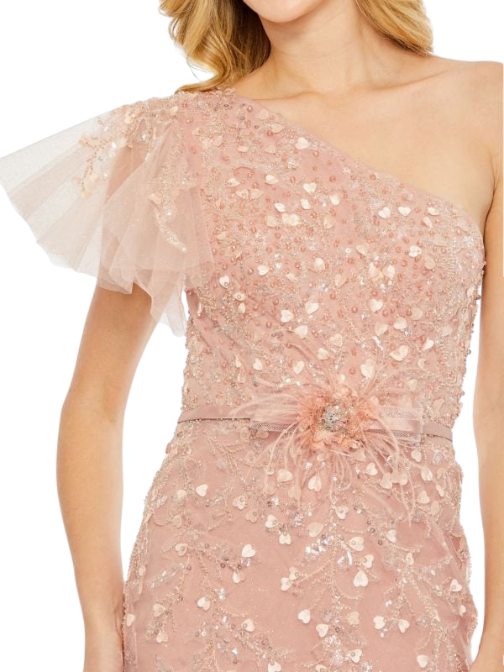 Embellished One Shoulder Mermaid Gown