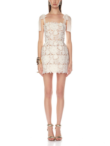 Maia Sleeveless White Mini Dress White