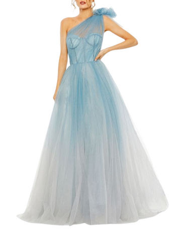 One Shoulder Ombre Ball Gown
