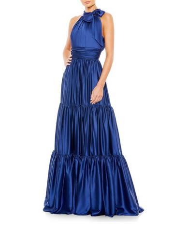 Tiered Halter A Line Gown