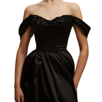 Black Princess Heart-Shaped Neckline Gown