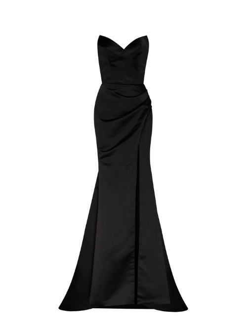 Strapless Evening Gown With Thigh Slit