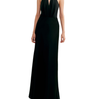 Classical Black Halterneck Satin Maxi Dress