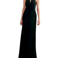 Classical Black Halterneck Satin Maxi Dress
