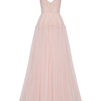 Misty Rose Tie-Straps Tulle Prom Dress