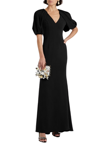 Gathered Crepe Gown Black