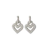 Heart Strass Earrings Silver
