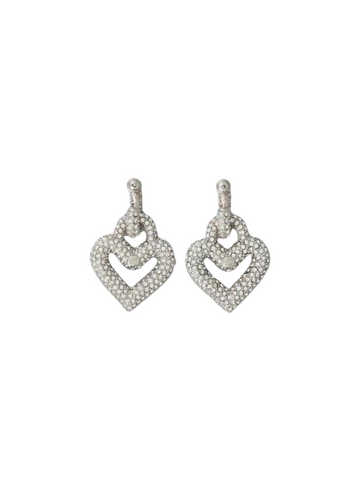 Heart Strass Earrings Silver