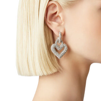 Heart Strass Earrings Silver