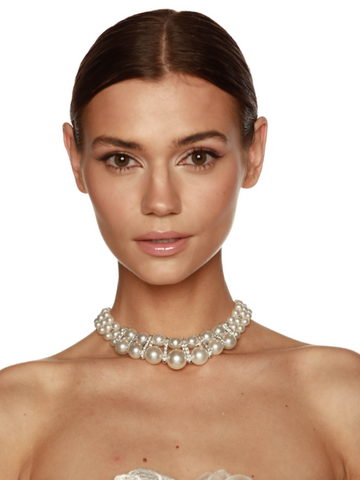 Two Strand Pearl Necklace Silver