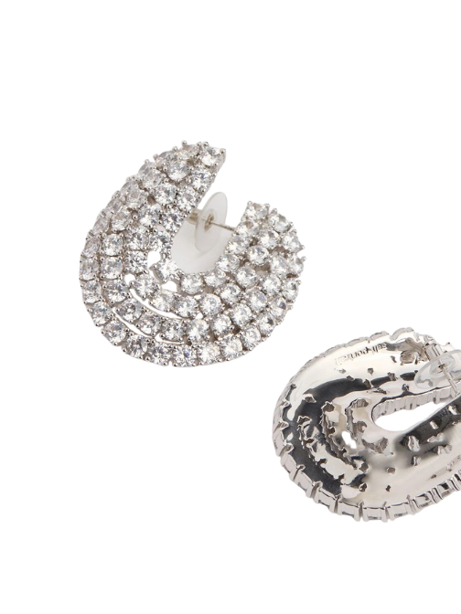 Crystal Curved Hoop Earrings Crystal