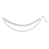 Crystal Bows Diamante Necklace Silver