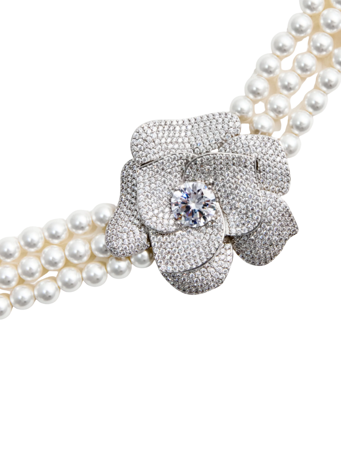 Crystal Flower Pearl Chocker