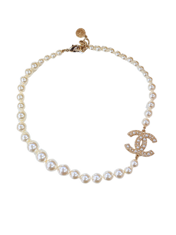Chanel 100th Anniversary Pearl Necklace Lightgold