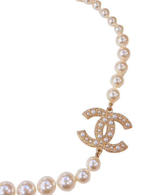 Chanel 100th Anniversary Pearl Necklace Lightgold